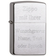 Zippo Feuerzeug MIT DIAMANTGRAVUR (z.B. Namen, Datum, Initialen) PL 200 Chrome Brushed Gravur