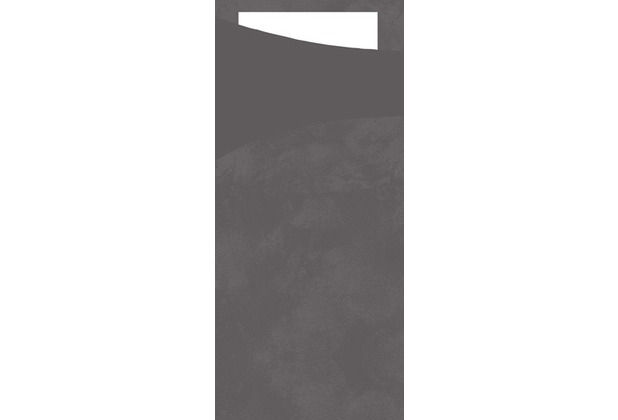 Duni Sacchetto Serviettentasche Uni granitgrau , 8,5 x 19 cm, Tissue Serviette 2lagig weiß, 100 Stück