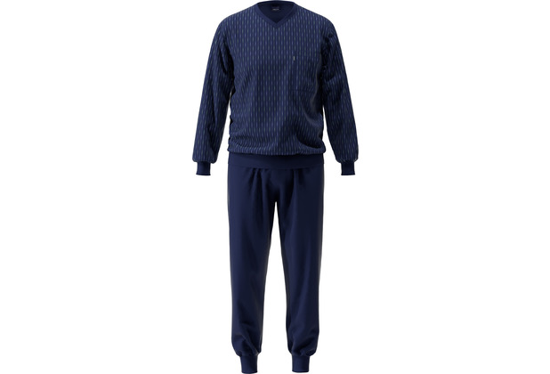 AMMANN Organic Cord Schlafanzug lang V Hals dunkelblau 48