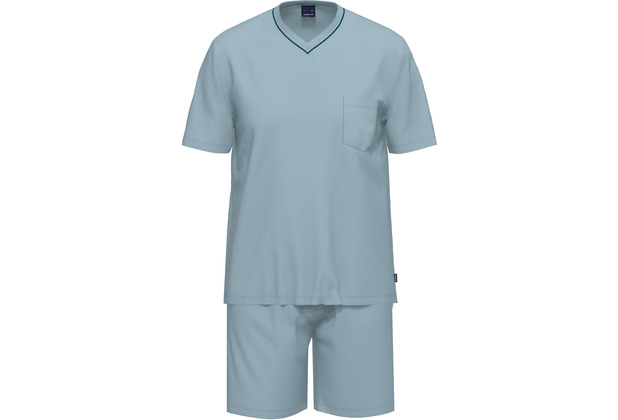 AMMANN Organic Pure Schlafanzug kurz V Hals ashley blue 50