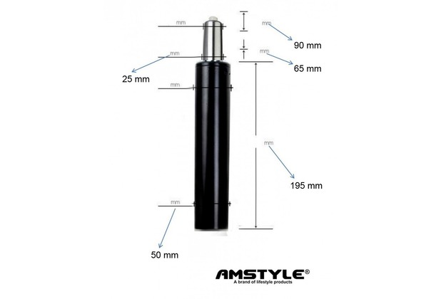 Amstyle Gasdruckfeder Bürostuhl GASDRUCKDÄMPFER GASFEDER 195mm / 50mm Schwarz