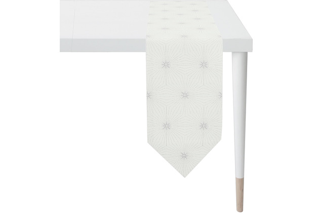 APELT Christmas Glam Tischband Kunstvoll in Jacqaurdtechnik gewebtes All-over grau 21x175 cm