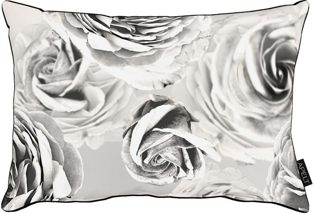APELT Loft Style Kissen schwarz/weiß, Rosen 40x60 cm