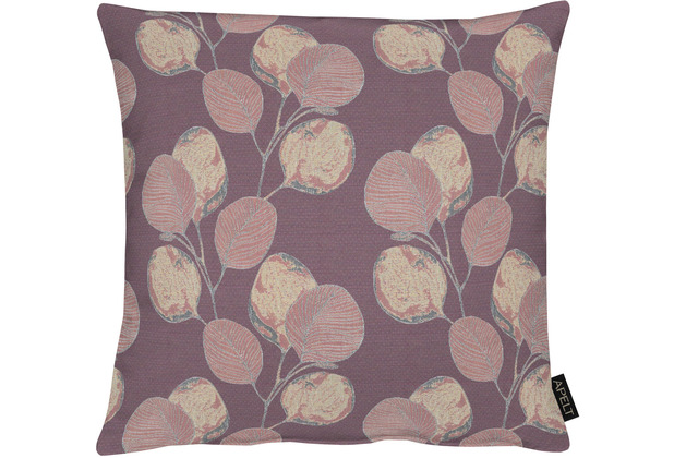 APELT Loft Style Kissenhülle kunstvoll ausgearbeitete Blätter aubergine / lila 46x46 cm