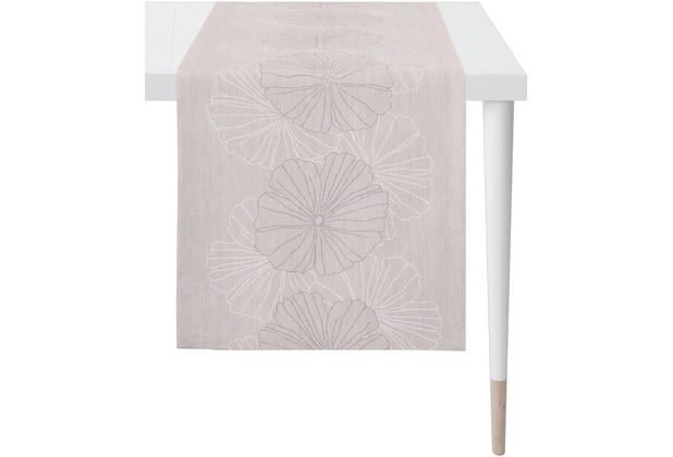 APELT Loft Style Tischläufer Blütenmotiv mauve 48x140 cm