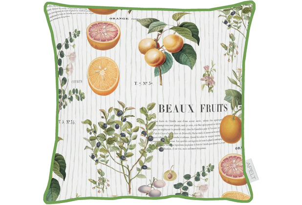 APELT Summertime Kissenhülle Orangen und Oliven natur / gelb / grün 40x40 cm