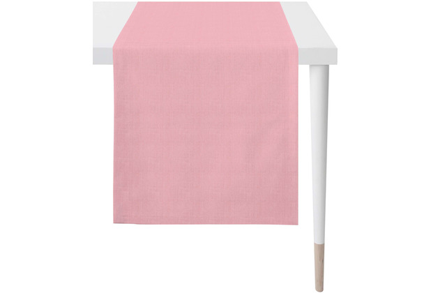 APELT Uni-Basic Tischläufer Strukturierter Unistoff- Naturoptik rosa 44x140 cm