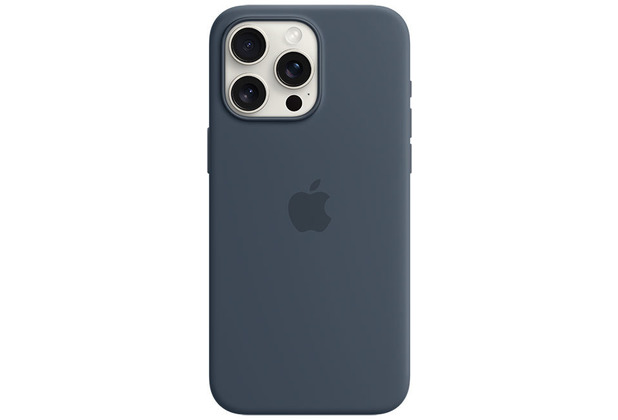 Apple Silikon Case iPhone 15 Pro Max mit MagSafe (sturmblau)
