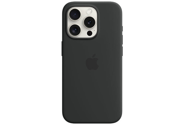 Apple Silikon Case iPhone 15 Pro mit MagSafe (schwarz)