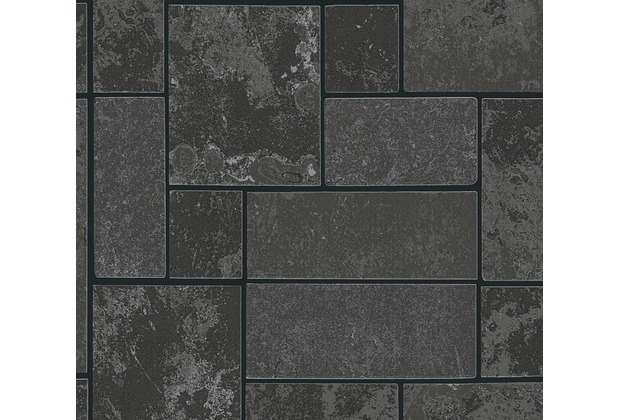AS Création Strukturprofiltapete Il Decoro Tapete in Fliesen Optik metallic schwarz 347793 10,05 m x 0,53 m