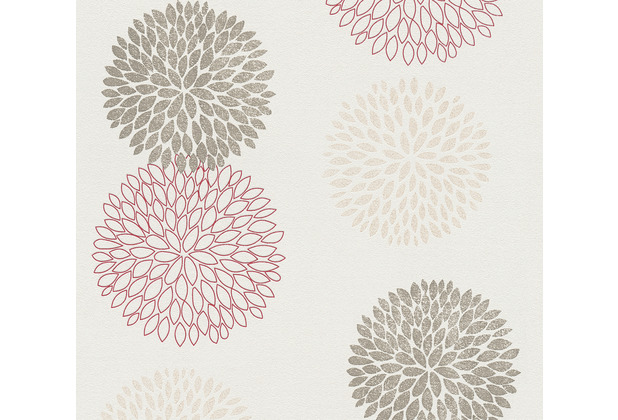 AS Création Vliestapete mit Glitter Blooming floral metallic creme rot 372644 10,05 m x 0,53 m