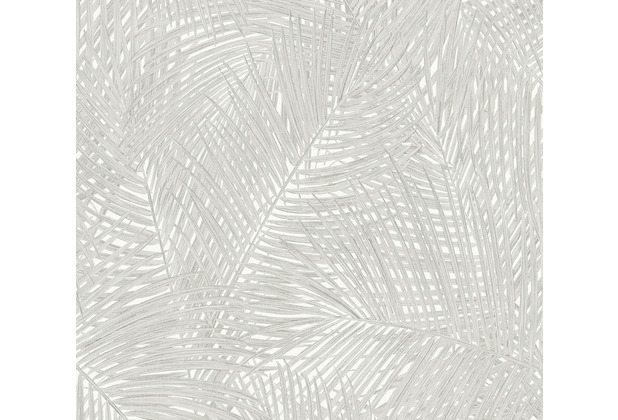 AS Création Vliestapete Sumatra Tapete mit Palmenblättern grau weiß 373713 10,05 m x 0,53 m