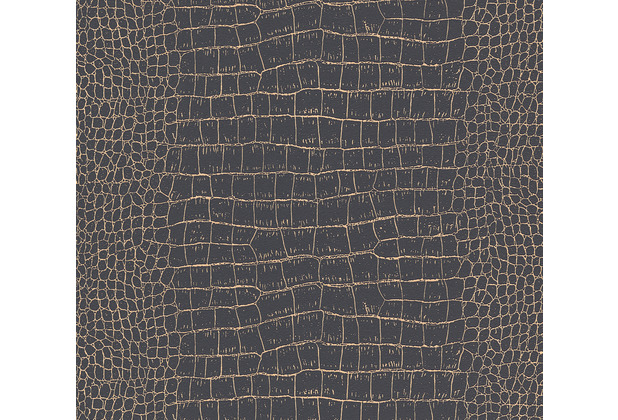 AS Création Vliestapete Trendwall Tapete in Kroko Optik metallic schwarz 371003 10,05 m x 0,53 m