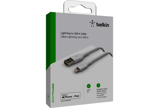 Belkin Lightning Lade/Sync Kabel ummantelt mfi 2m wei