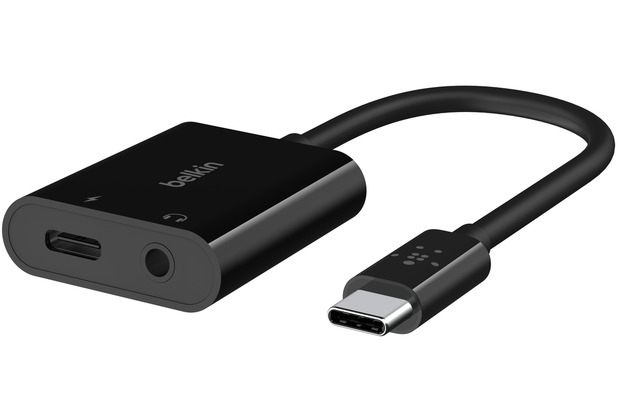 Belkin RockStar 3,5mm-Klinken-Audio- und USB-C-Ladeadapter blk