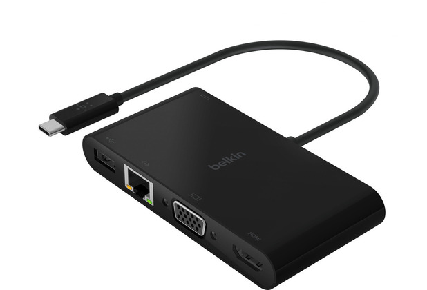 Belkin USB-C auf Gigabit-Ethernet/HDMI/VGA/USB-A-Adapter, blk