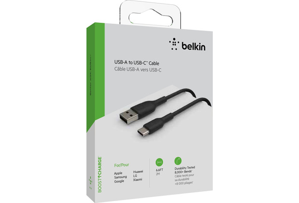 Belkin USB-C/USB-A Kabel PVC, 2m, schwarz