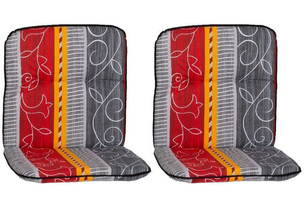 BEO Paspelauflage im 2er Set Niedriglehner grau, rot, gelb mit Ranke - Elmira für Niedriglehner-Stühle