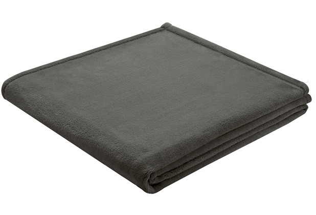 Biederlack Plaid / Decke Soft & Cover anthrazit Umschlagsaum 150 x 200 cm