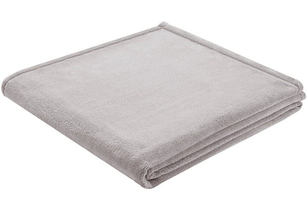 Biederlack Plaid / Decke Soft & Cover silber Umschlagsaum 150 x 200 cm