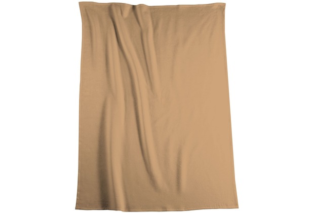 Biederlack Plaid / Decke Uno Soft kamel Veloursband-Einfassung 150 x 200 cm
