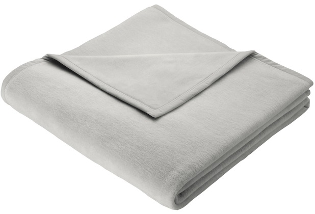 Biederlack Plaid / Decke Uno Soft silber Veloursband-Einfassung 150 x 200 cm