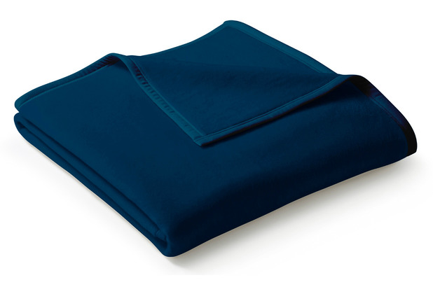 Biederlack Wohndecke Uno Cotton Velourband-Einfassung dunkelblau 150 x 220 cm