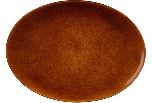BITZ Platte oval 45x34 cm Steinzeug Schwarz/Amber