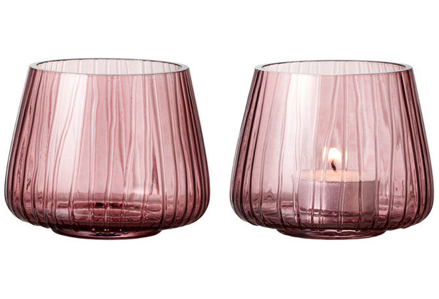 BITZ Teelichthalter Kusintha 7,5 cm 2 Stck. Pink Glas