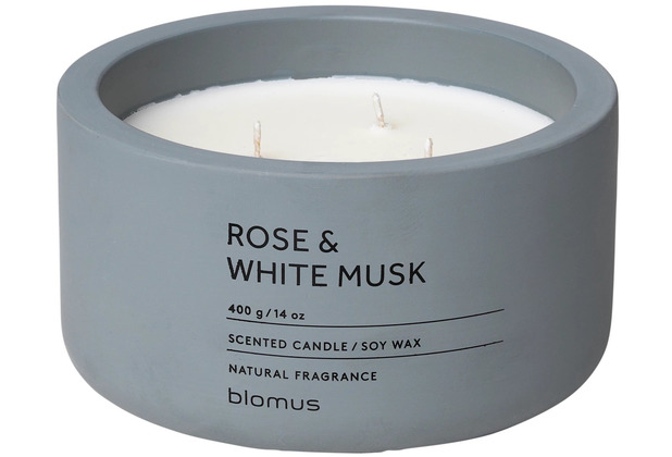 blomus Duftkerze -FRAGA- Farbe: FlintStone - Duft: Rose & White Musk  13 cm