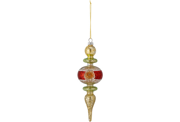 Bloomingville Bharati Ornament, Rot, Glas D6,5xH20 cm