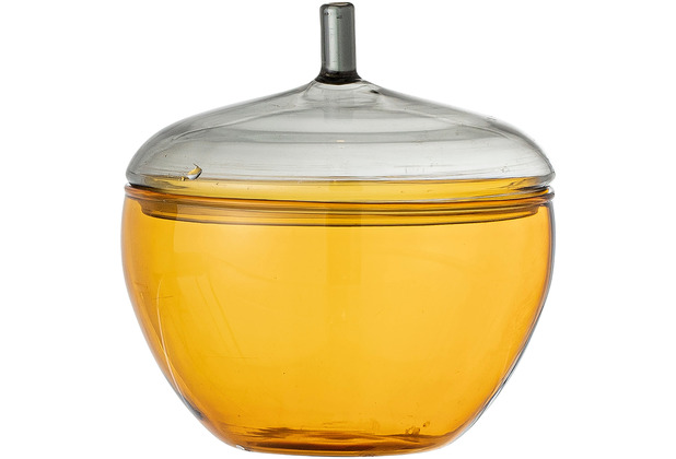 Bloomingville Danni Gef mit Deckel, Gelb, Glas D10xH10,5 cm