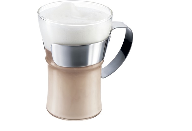 Bodum ASSAM Kaffeeglas mit Metallgriff, 0.35 l glänzend