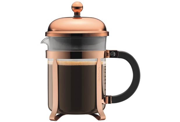 Bodum CHAMBORD Kaffeebereiter, 4 Tassen, 0.5 l, Edelstahl kupfer, erhöhter Rahmen