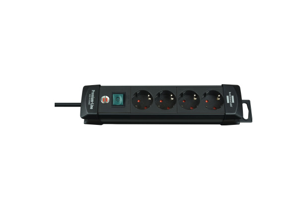 Brennenstuhl Premium-Line 4fach, 1,8m H05VV-F3G1,5 mit Schalter, Schwarz