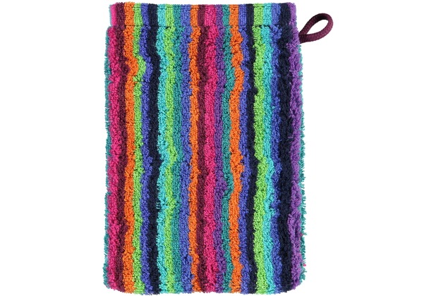 cawö Lifestyle Streifen Waschhandschuh multicolor 16x22 cm dunkel