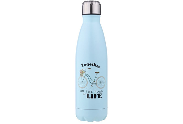 champ Isolierflasche Together on the Road of Life 500ml blau Trinkflasche Wasserflasche Iso-Flasche Fahrrad