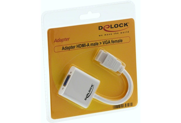 DeLock Adapter HDMI-A Stecker > VGA Buchse wei