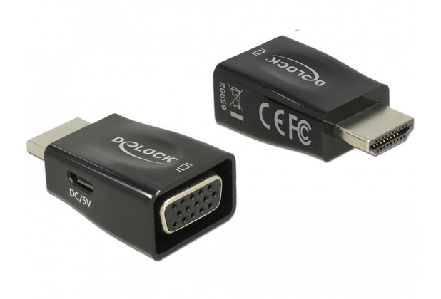 DeLock Adapter HDMI-A Stecker > VGA Buchse (screwless) schwarz
