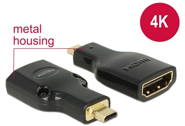 DeLock Adapter HDMI Micro-DStecker > HDMI-A Buchse 4K sch