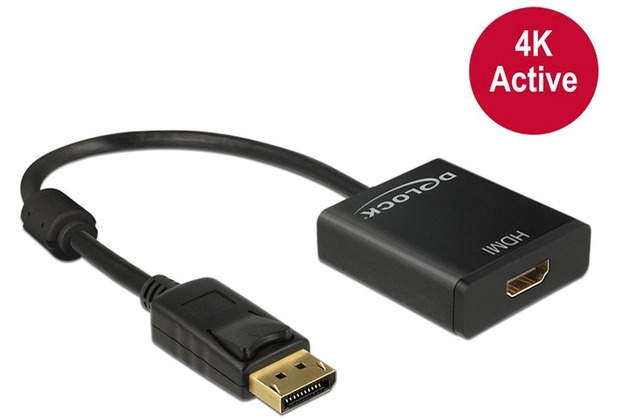 DeLock Adapterkabel DisplayPort 1.2 Stecker > HDMI Buchse, schwarz, breit