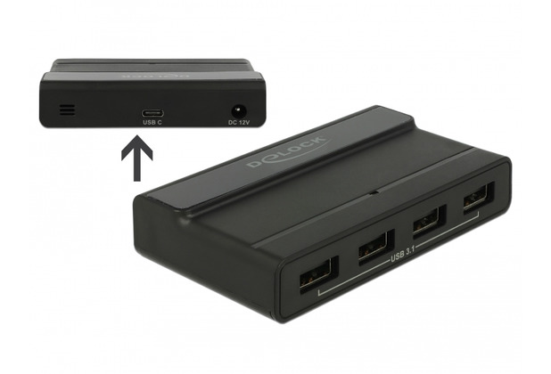 DeLock Externer USB 3.1 4 Port Hub mit 10 Gbps