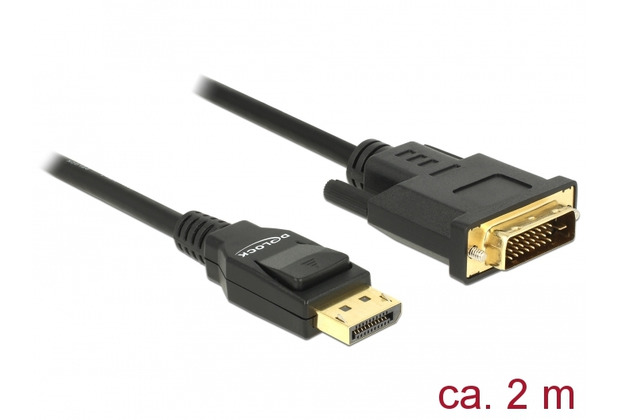DeLock Kabel Displayport 1.2 Stecker > DVI 24+1 Stecker 2 m schwarz