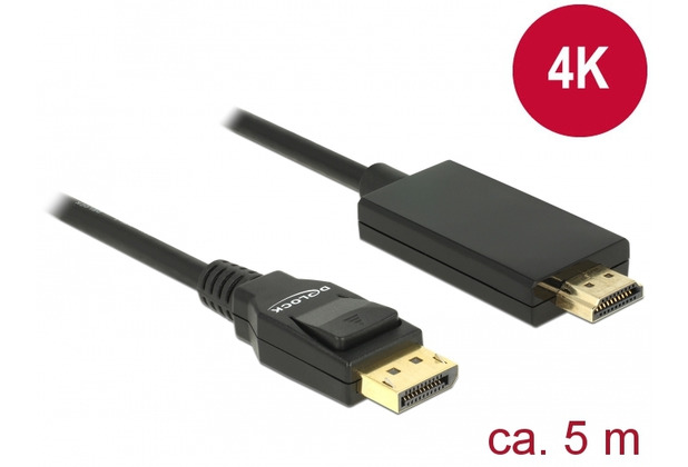DeLock Kabel Displayport 1.2 Stecker > HDMI-A Stecker 5 m schwarz 4K