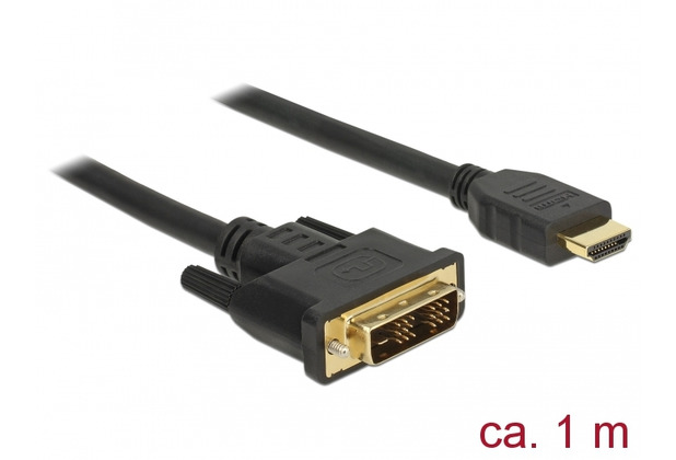 DeLock Kabel DVI 18+1 Stecker > HDMI-A Stecker 1 m schwarz
