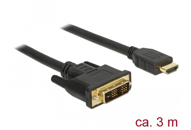 DeLock Kabel DVI 18+1 Stecker > HDMI-A Stecker 3,0 m