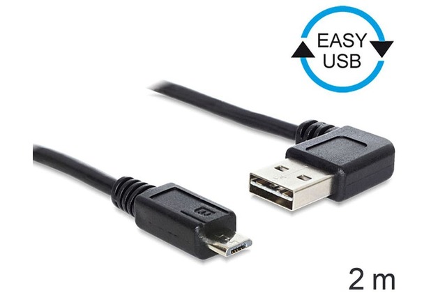DeLock Kabel EASY USB 2.0-A links/rechts gewinkelt > Micro-B