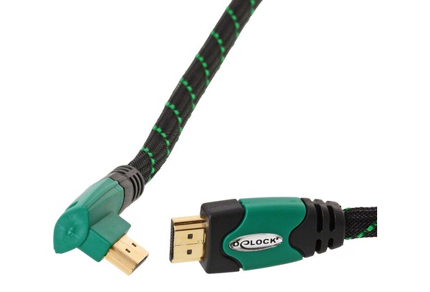DeLock Kabel HDMI A-A 1.4 gewinkelt rechts grün 1m