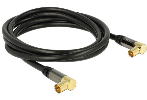 DeLock Kabel IEC Stecker 90° > IEC Buchse 90°, RG-6/U 2m