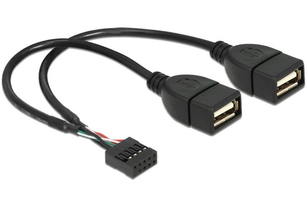 DeLock Kabel USB2.0 Typ-A 2 xBuchse auf Pin Header